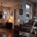 Comparison of energy efficiency standards in two homes, Band C and energy-efficient home.