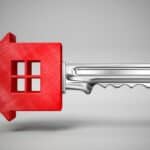 Key with house-shaped head symbolising property access and lettings.